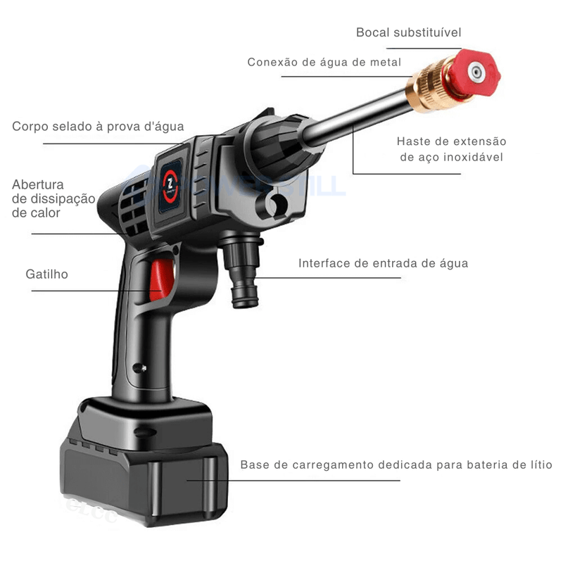 Pistola de Água Sem Fio -  Limpador de Alta Pressão