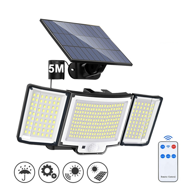 Holofote Solar LED 800W com 3 Cabeças