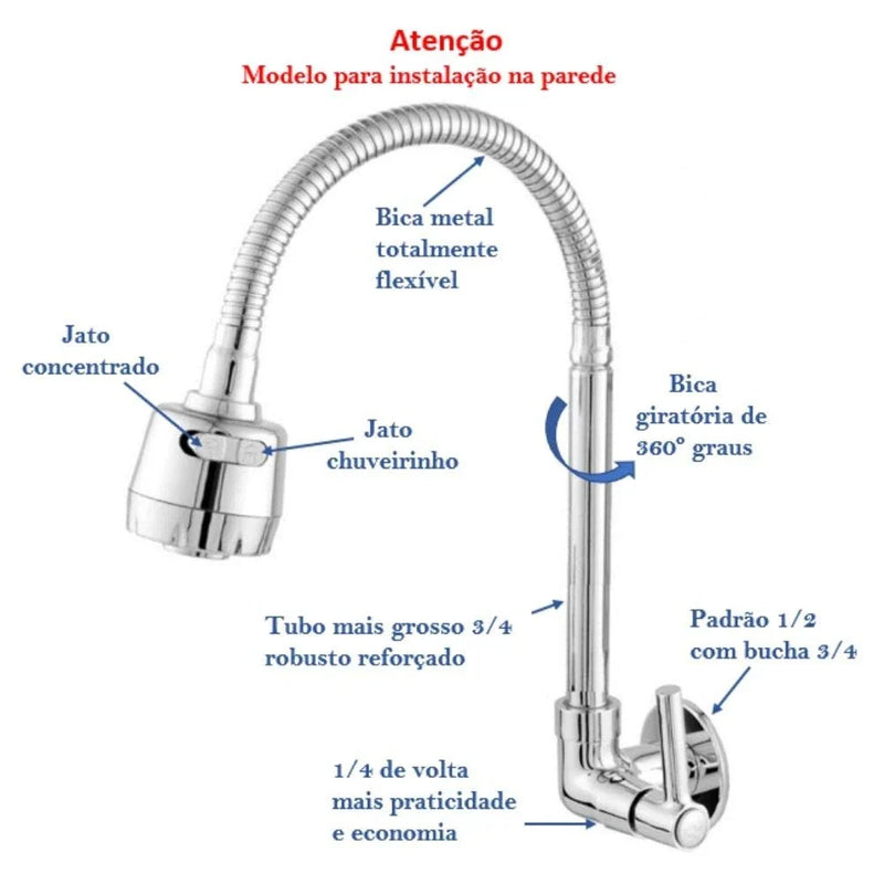 Torneira De Cozinha Premium Com Filtro - 1/4 Turn Valve