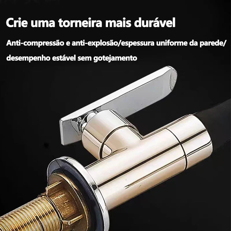 Torneira Flexível Preta Gourmet de Parede