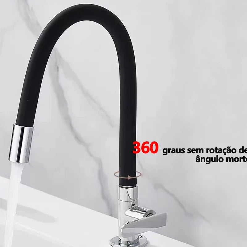 Torneira Flexível Preta Gourmet de Parede